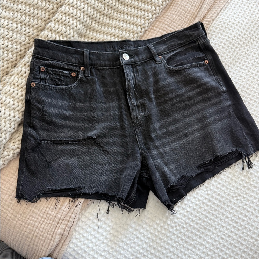 American Eagle Black Ripped Jean Shorts